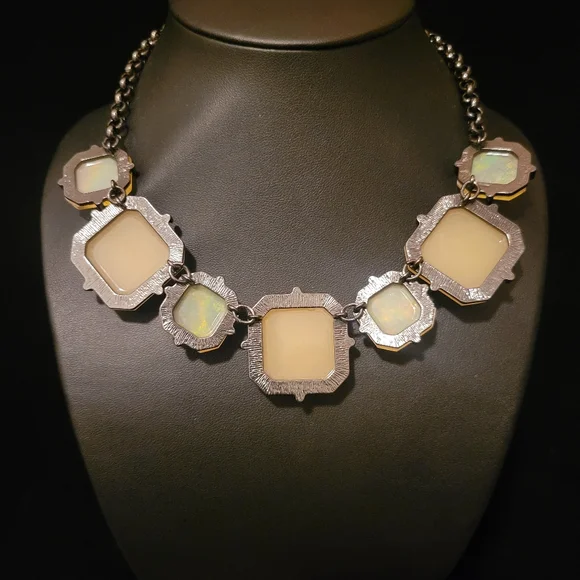 Estate Faceted Lucite & Dichroic Statement Necklace - Picture 4 of 5
